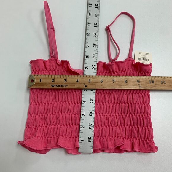 Anthropologie Bandeau Top Womens XXS/XS Raspberry Pullover Styling Smocked Tie - Picture 9 of 16